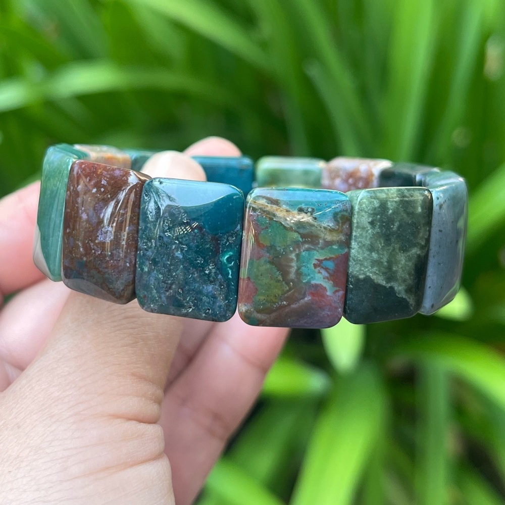 7 inches colorful natural ocean Jasper soft bangle